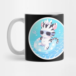 Zebra on an inflatable ring Mug